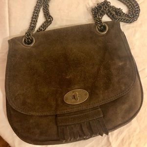Madewell Olive suede chain purse